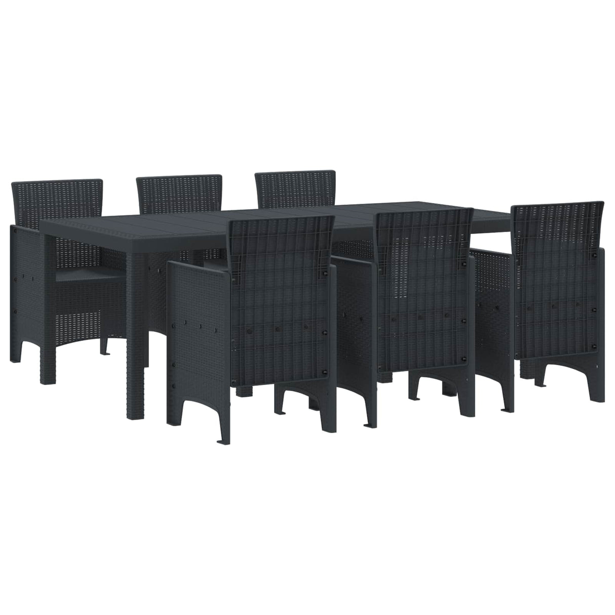 Garden Dining Set 7 pcs Anthracite Polypropylene