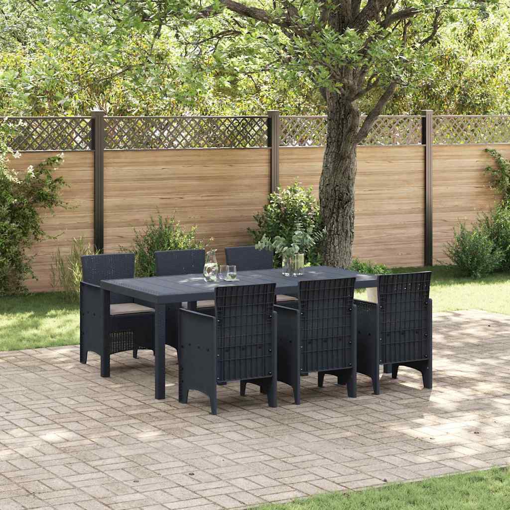 Garden Dining Set 7 pcs Anthracite Polt rattan
