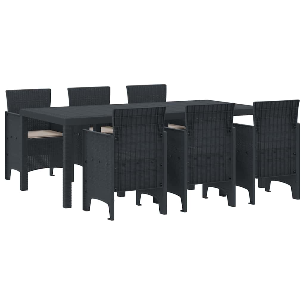 Garden Dining Set 7 pcs Anthracite Polt rattan
