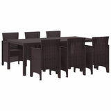 Garden Dining Set 7 pcs Brown Polt rattan