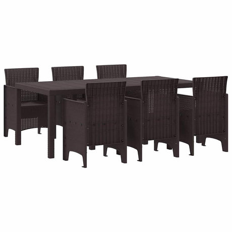 Garden Dining Set 7 pcs Brown Polt rattan