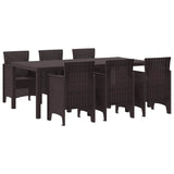 Garden Dining Set 7 pcs Brown Polypropylene