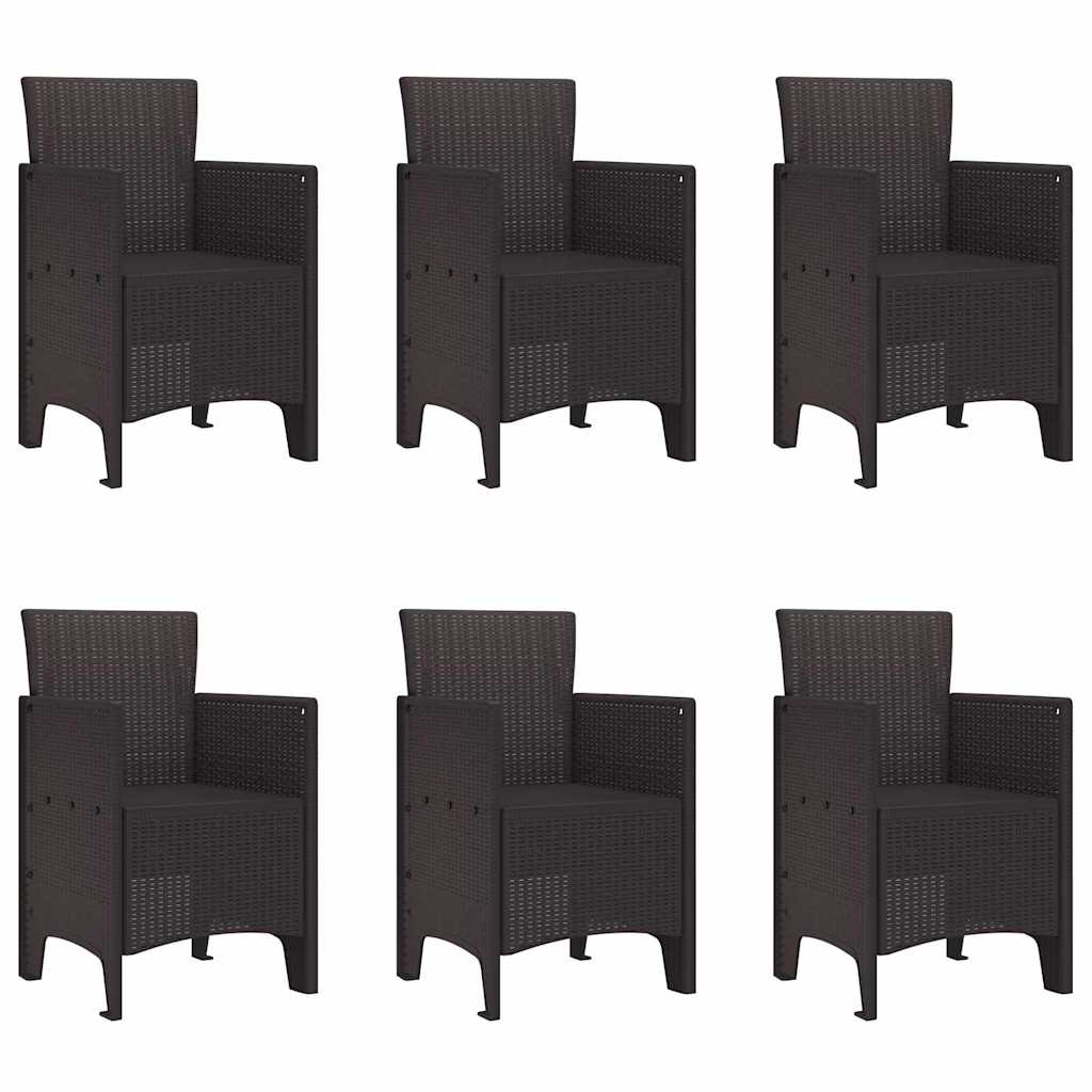 Garden Dining Set 7 pcs Brown Polt rattan