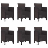Garden Dining Set 7 pcs Brown Polt rattan