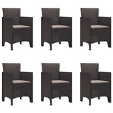 Garden Dining Set 7 pcs Brown Polt rattan