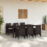Garden Dining Set 7 pcs Brown Polt rattan