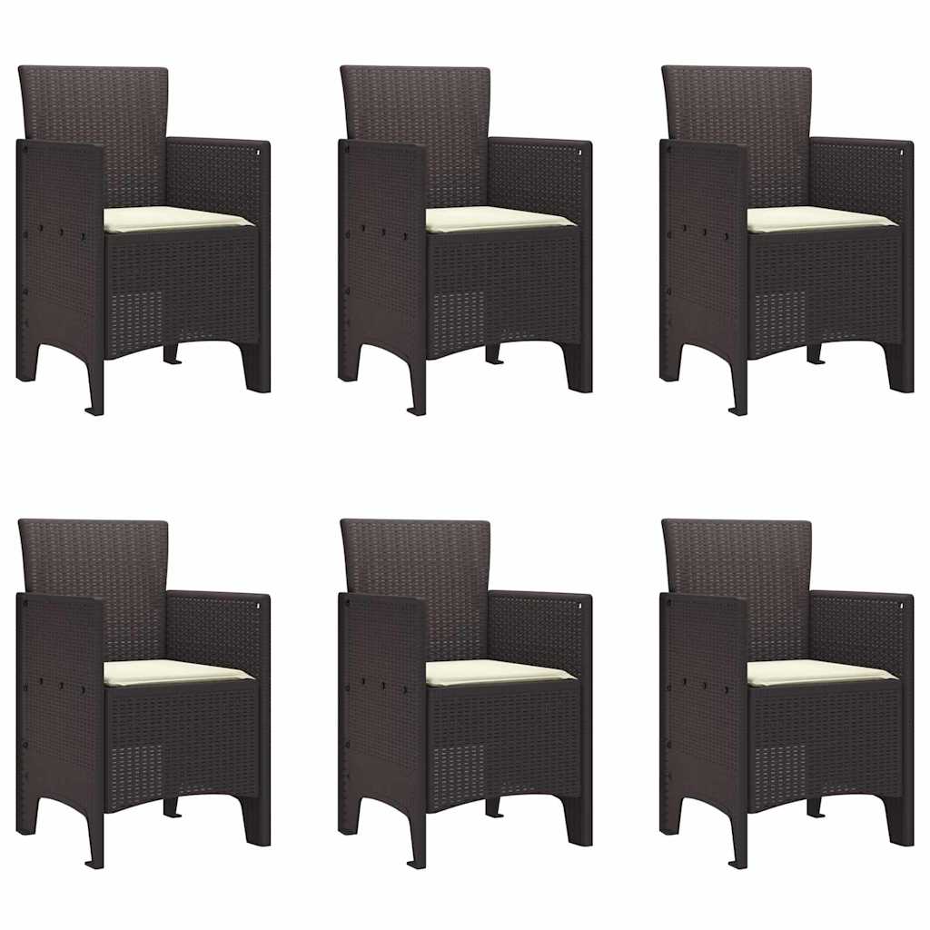 Garden Dining Set 7 pcs Brown Polt rattan
