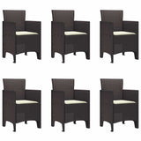 Garden Dining Set 7 pcs Brown Polt rattan