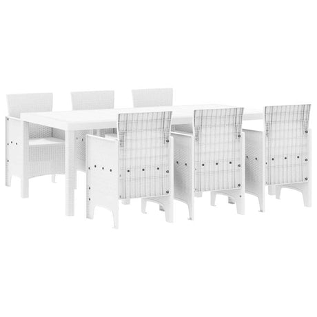 Garden Dining Set 7 pcs White Polt rattan