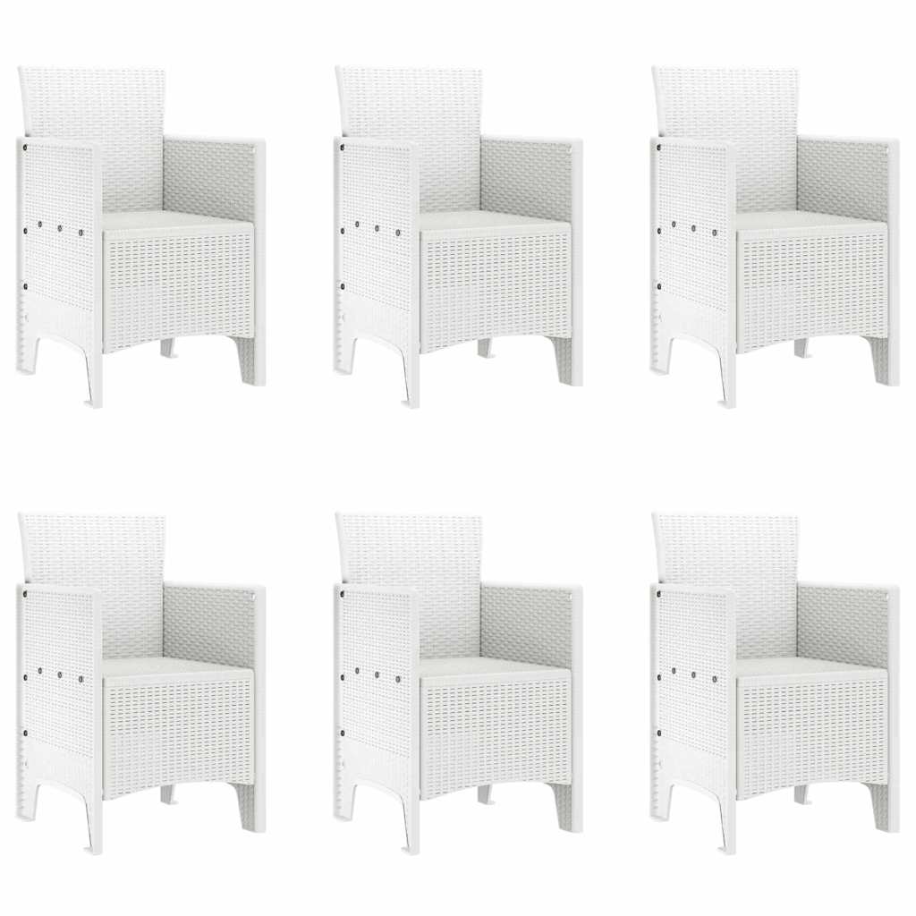 Garden Dining Set 7 pcs White Polt rattan