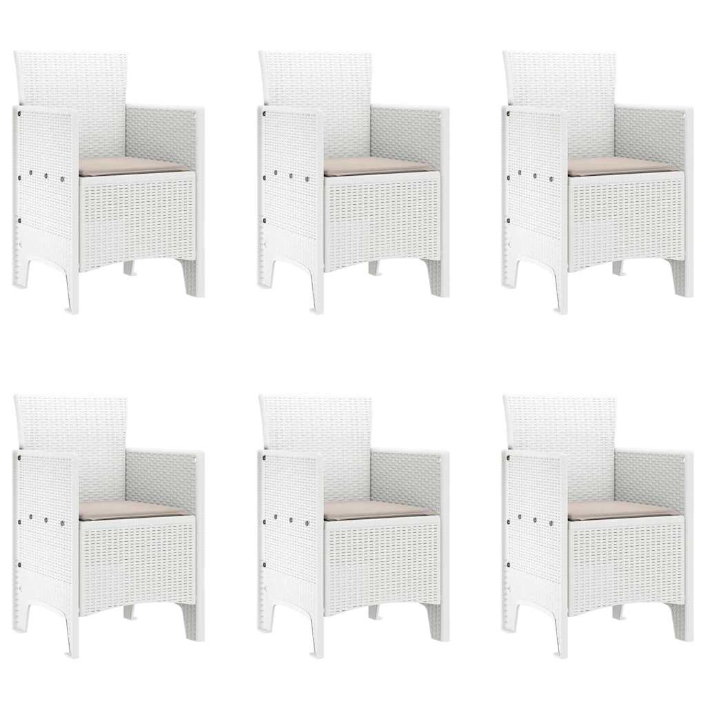 Garden Dining Set 7 pcs White Polt rattan