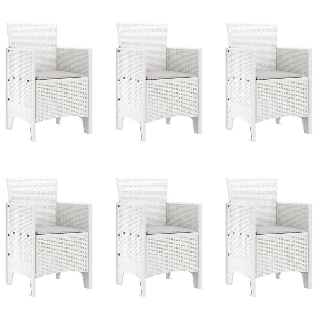Garden Dining Set 7 pcs White Polt rattan