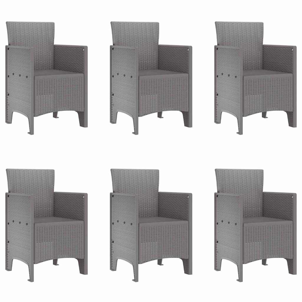 Garden Dining Set 7 pcs Light Grey Polt rattan