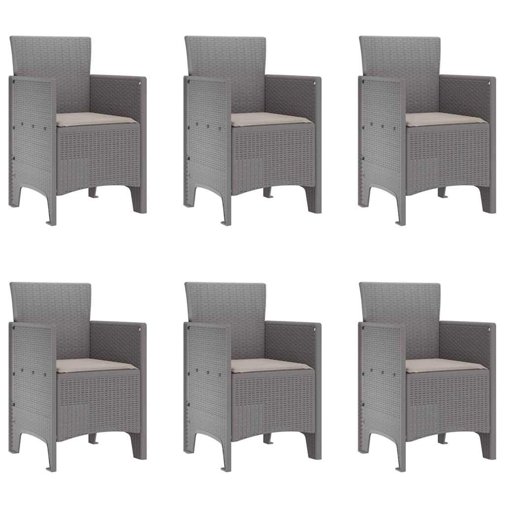 Garden Dining Set 7 pcs Light Grey Polt rattan