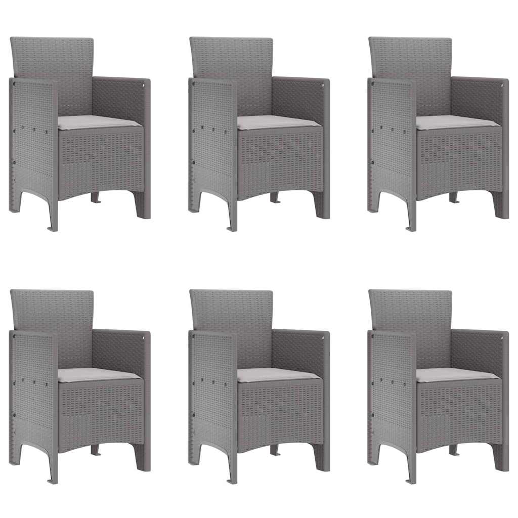 Garden Dining Set 7 pcs Light Grey Polt rattan