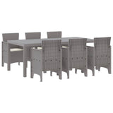 Garden Dining Set 7 pcs Light Grey Polt rattan
