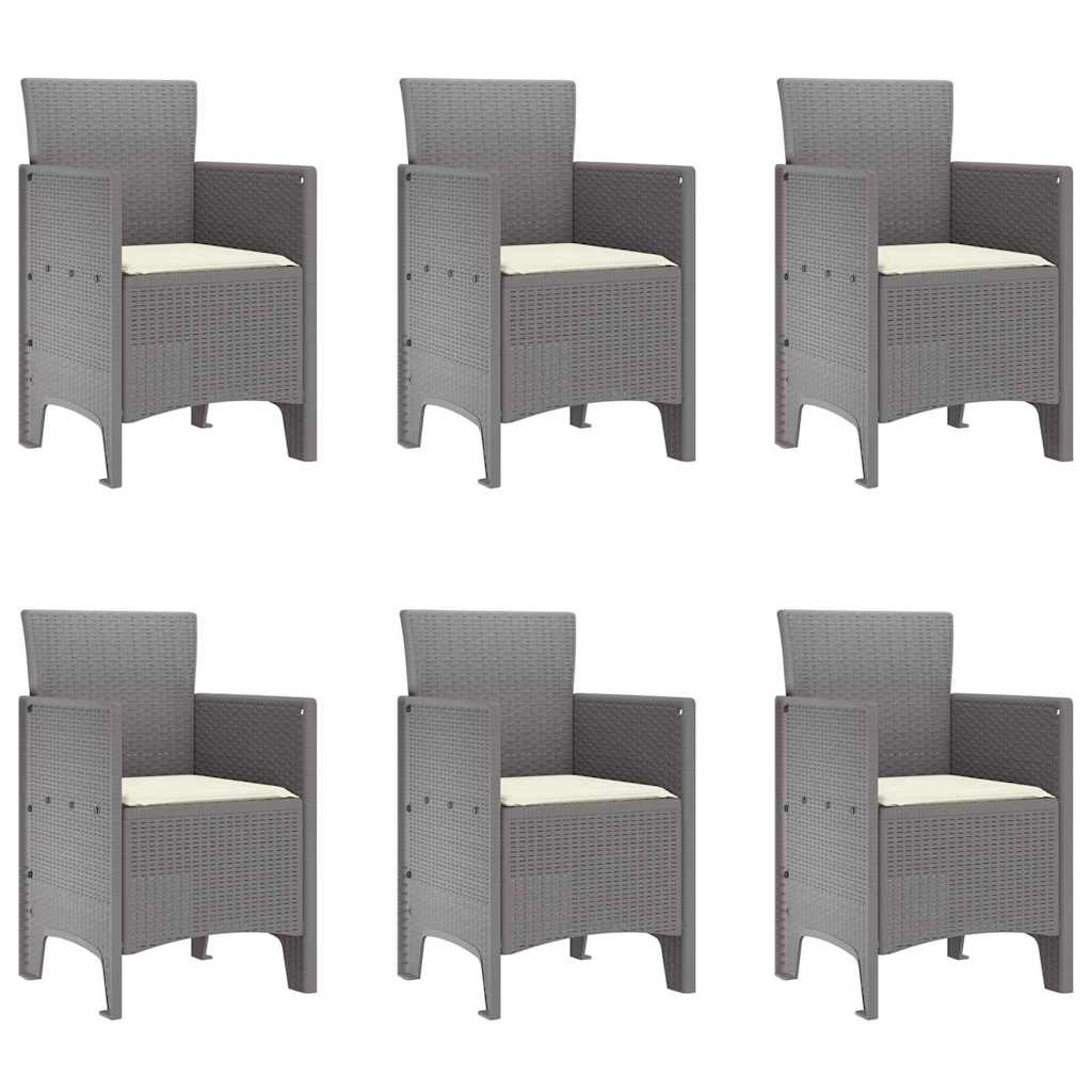 Garden Dining Set 7 pcs Light Grey Polt rattan