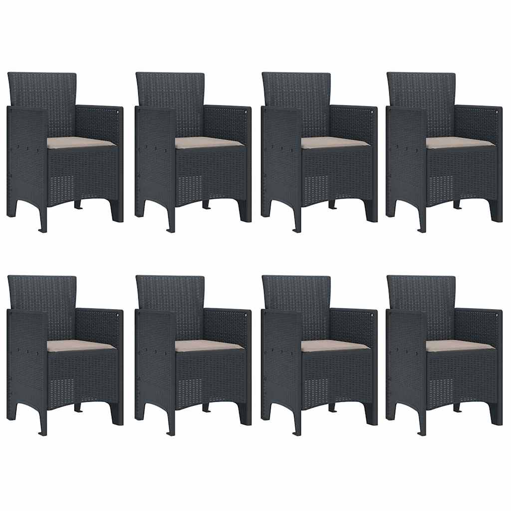 Garden Dining Set 9 pcs Anthracite Polt rattan