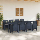 Garden Dining Set 9 pcs Anthracite Polt rattan