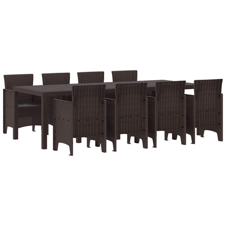 Garden Dining Set 9 pcs Brown Polt rattan