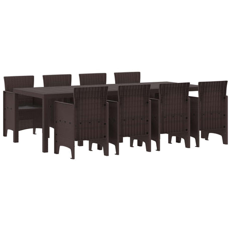 Garden Dining Set 9 pcs Brown Polt rattan