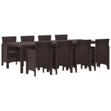Garden Dining Set 9 pcs Brown Polt rattan