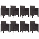 Garden Dining Set 9 pcs Brown Polt rattan