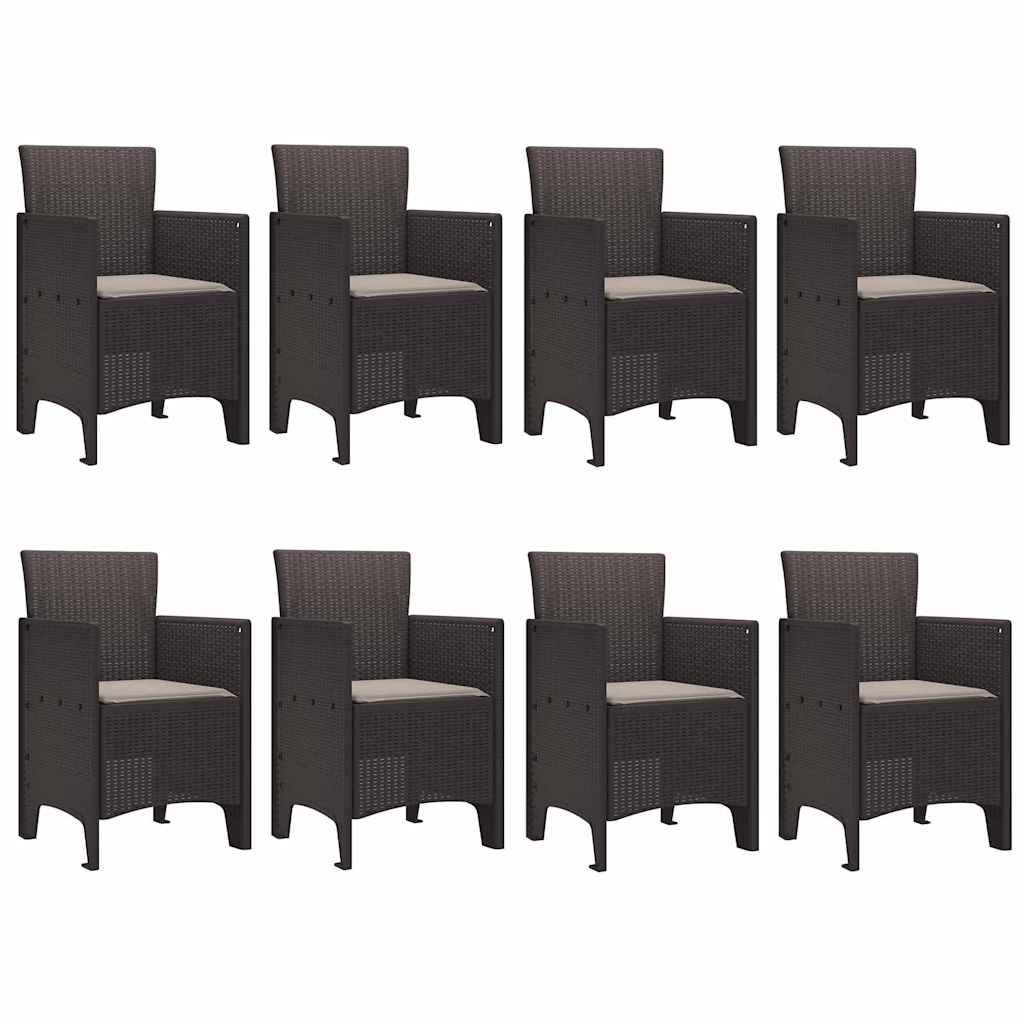 Garden Dining Set 9 pcs Brown Polt rattan