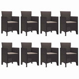 Garden Dining Set 9 pcs Brown Polt rattan