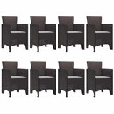 Garden Dining Set 9 pcs Brown Polt rattan