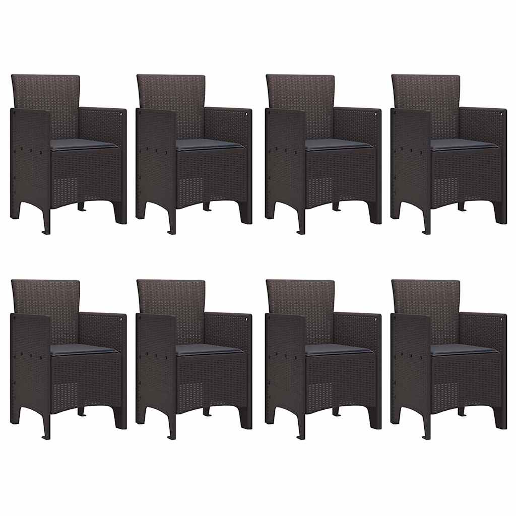 Garden Dining Set 9 pcs Brown Polt rattan
