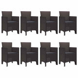 Garden Dining Set 9 pcs Brown Polt rattan