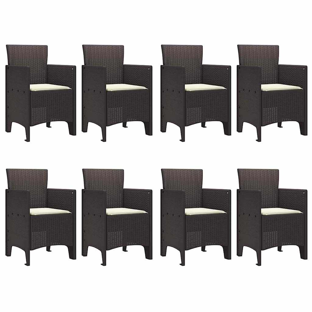 Garden Dining Set 9 pcs Brown Polt rattan