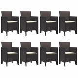 Garden Dining Set 9 pcs Brown Polt rattan