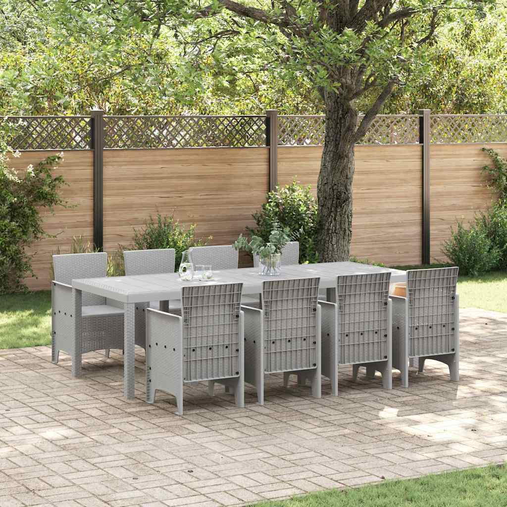 Garden Dining Set 9 pcs White Polt rattan