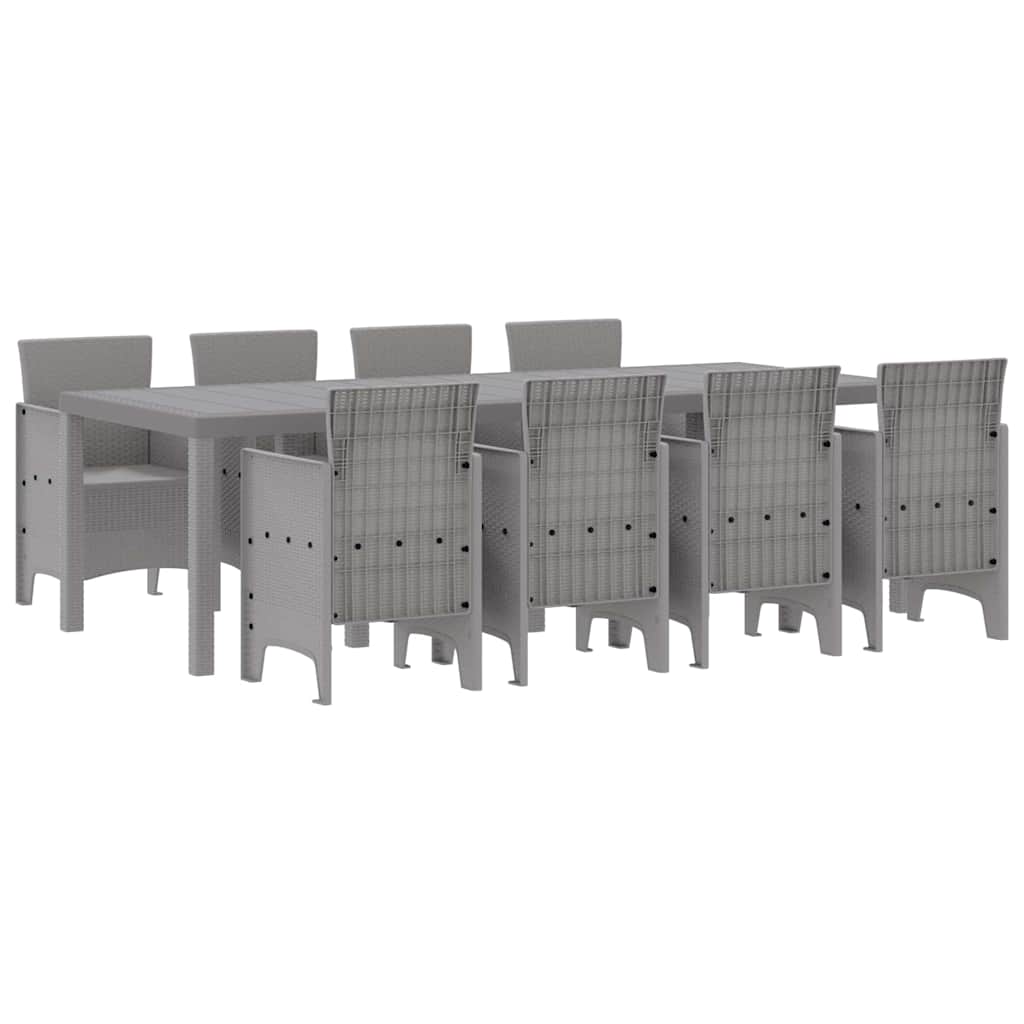Garden Dining Set 9 pcs White Polt rattan