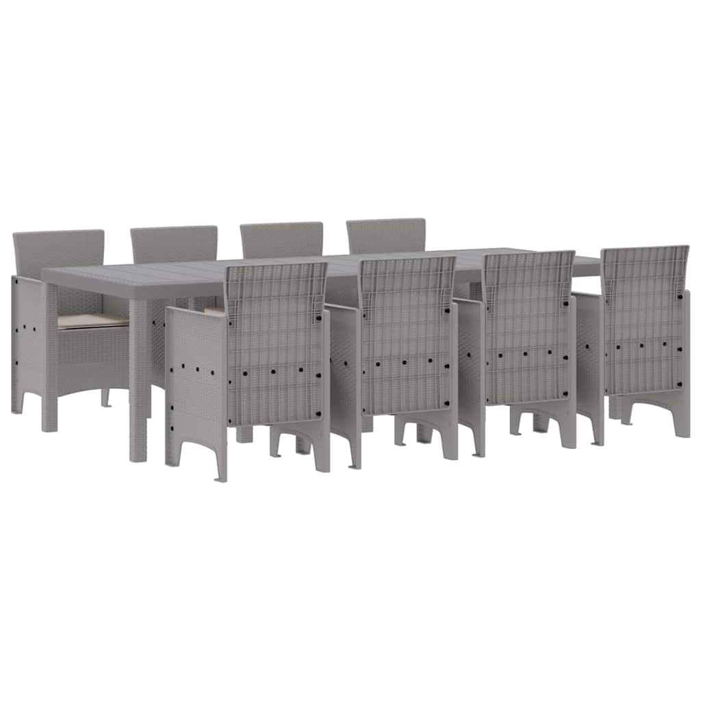 Garden Dining Set 9 pcs White Polt rattan
