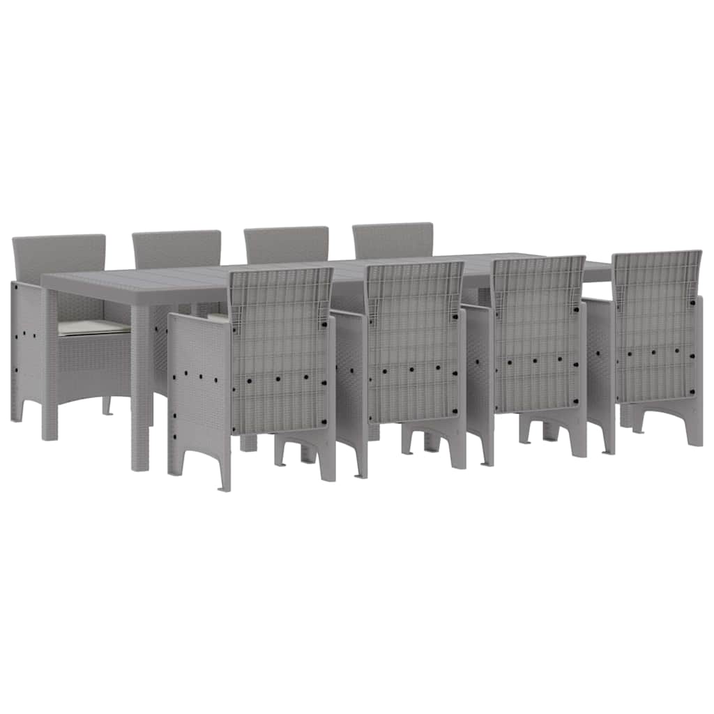 Garden Dining Set 9 pcs White Polt rattan