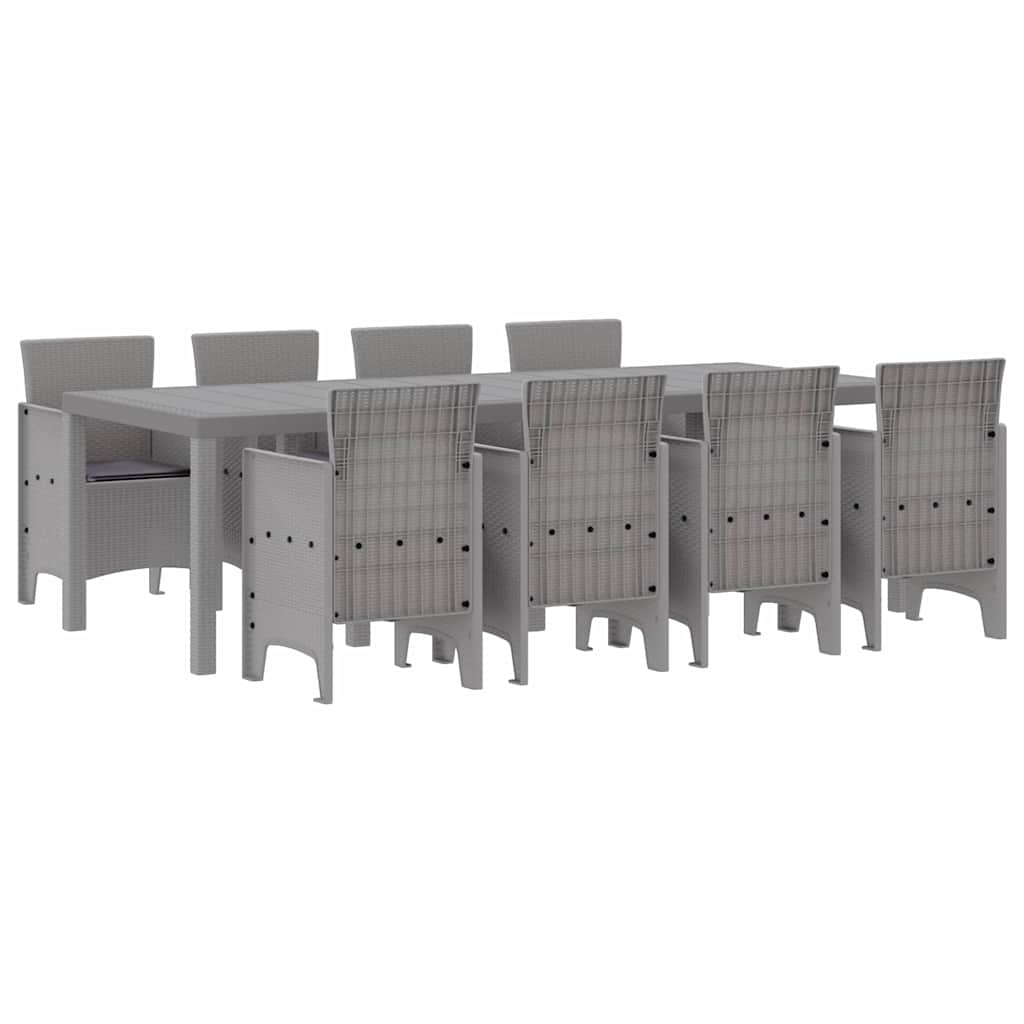 Garden Dining Set 9 pcs White Polt rattan