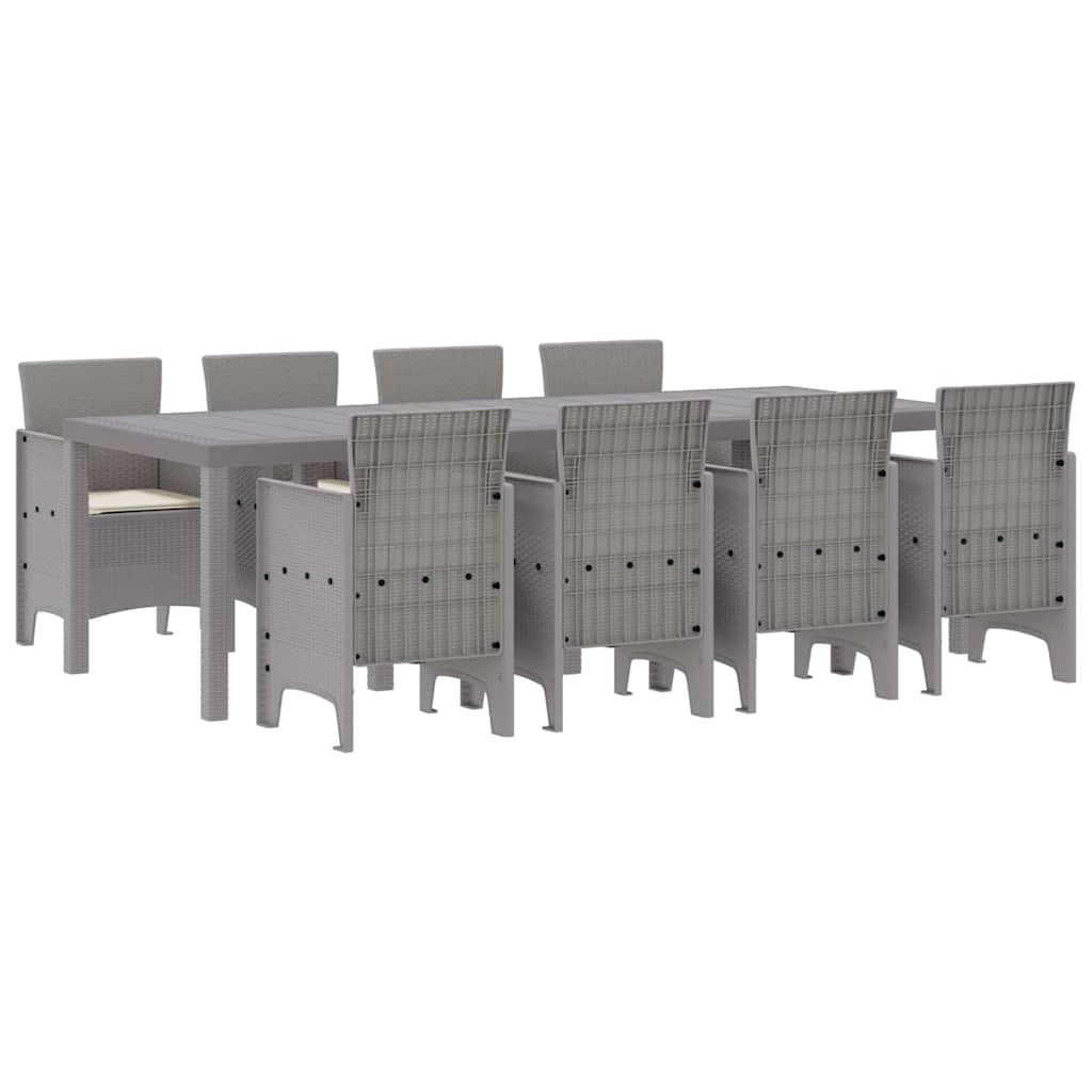 Garden Dining Set 9 pcs White Polt rattan