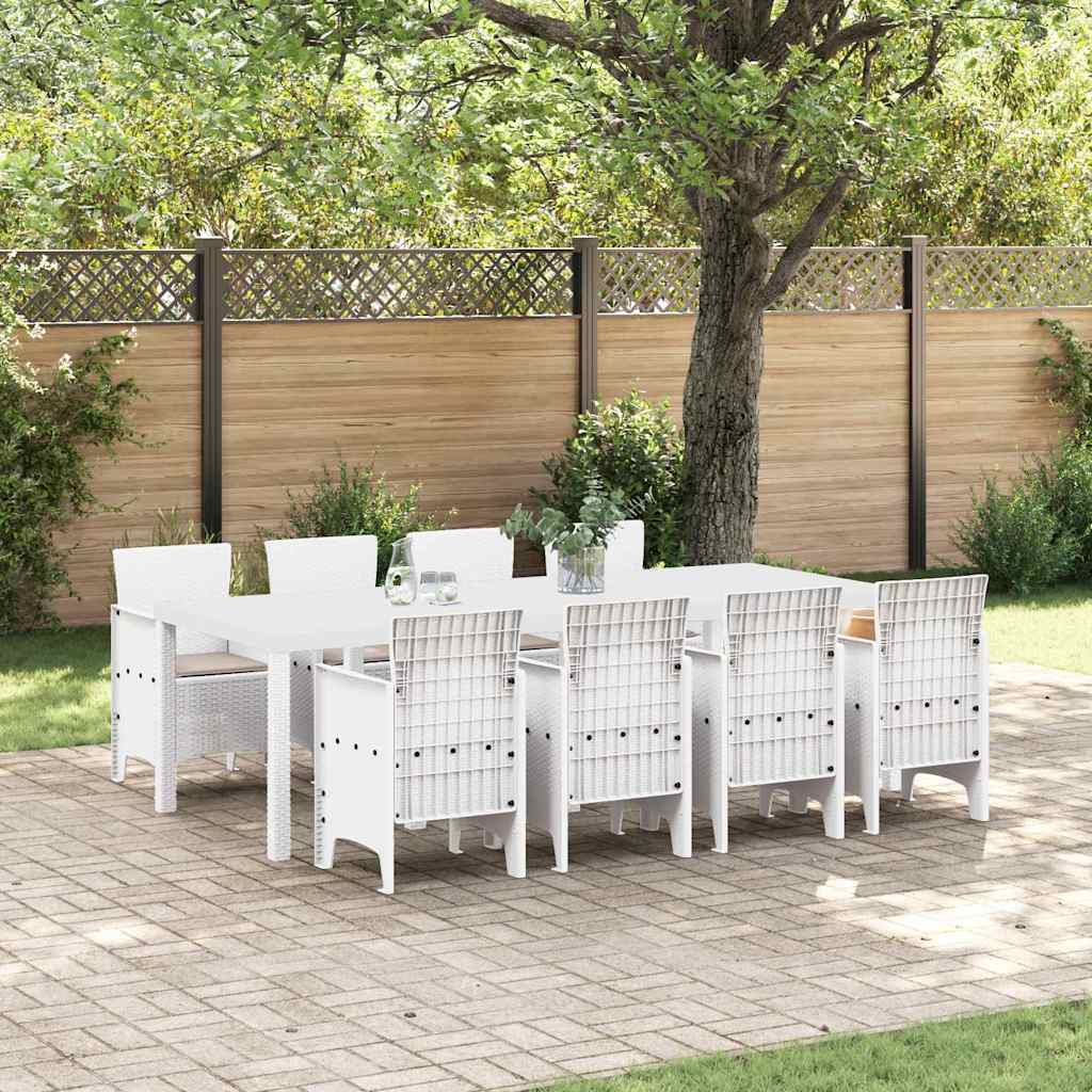 Garden Dining Set 9 pcs Light Grey Polt rattan