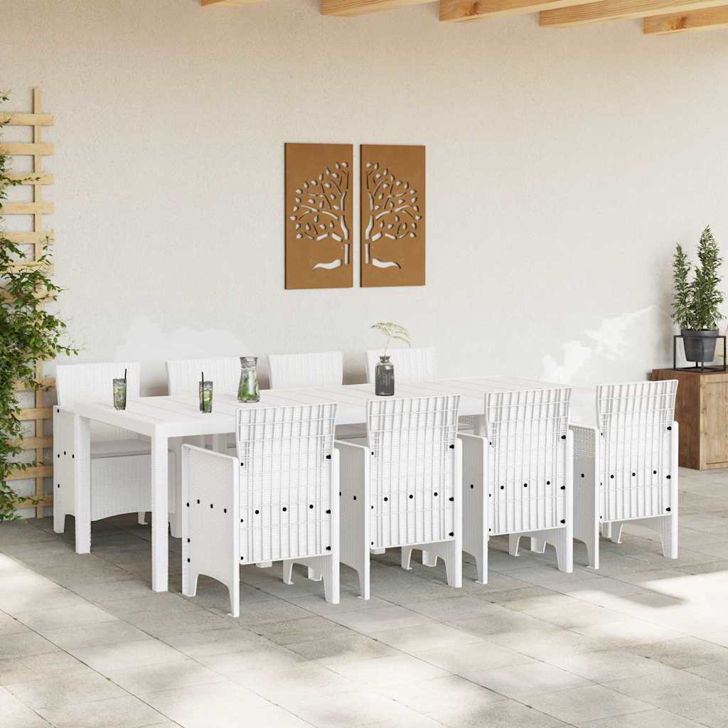 Garden Dining Set 9 pcs Light Grey Polt rattan