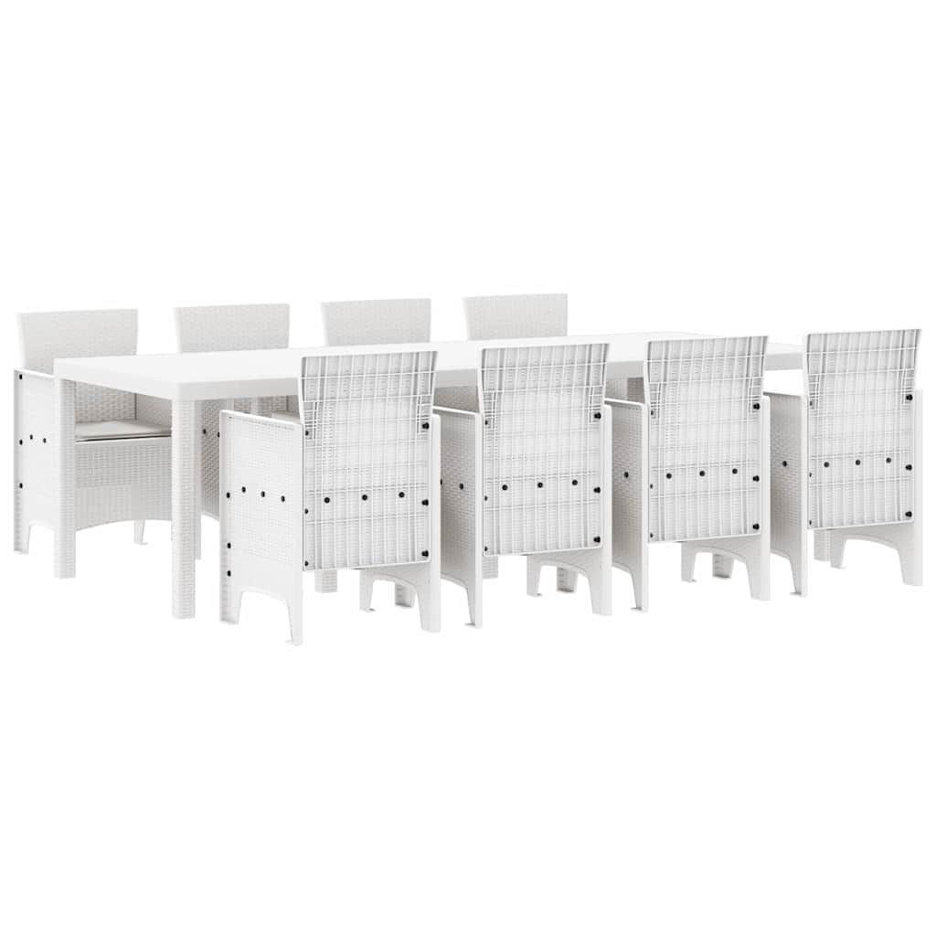 Garden Dining Set 9 pcs Light Grey Polt rattan