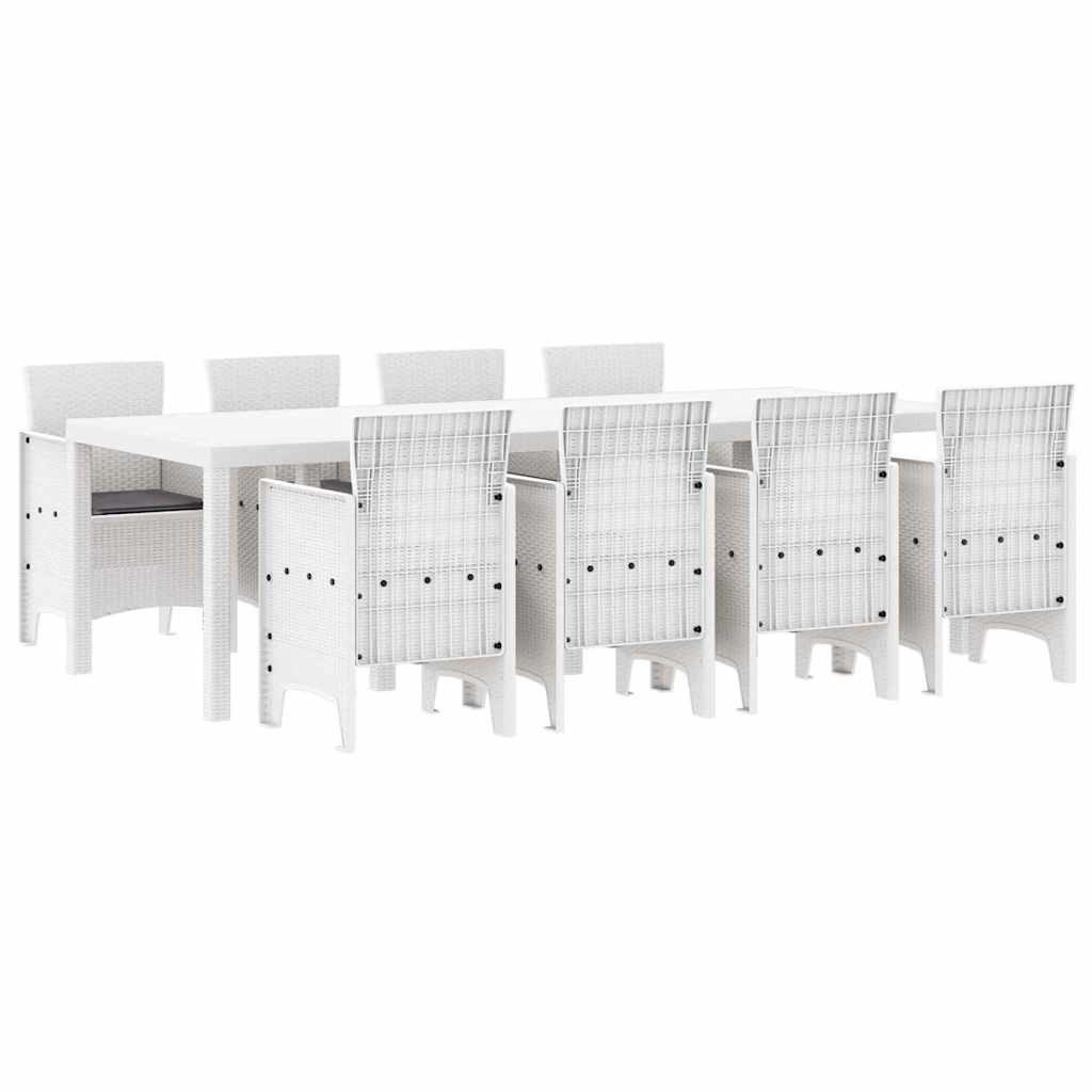 Garden Dining Set 9 pcs Light Grey Polt rattan