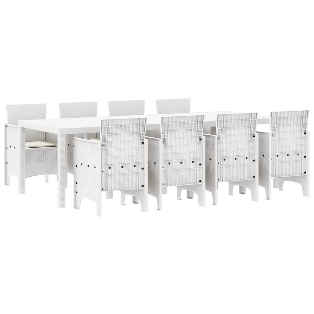 Garden Dining Set 9 pcs Light Grey Polt rattan