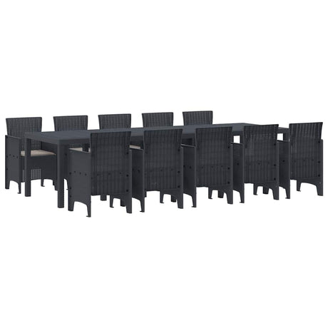 Garden Dining Set with Cushion 11 pcs Anthracite Poly rattan