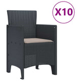 Garden Dining Set with Cushion 11 pcs Anthracite Poly rattan