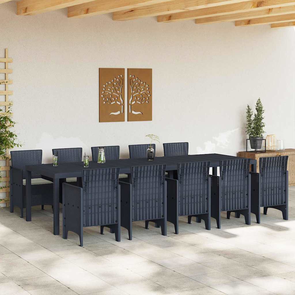 Garden Dining Set with Cushion 11 pcs Anthracite and Cream