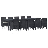Garden Dining Set with Cushion 11 pcs Anthracite and Cream