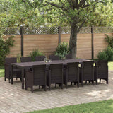 Garden Dining Set with Cushion 11 pcs Brown Rattan